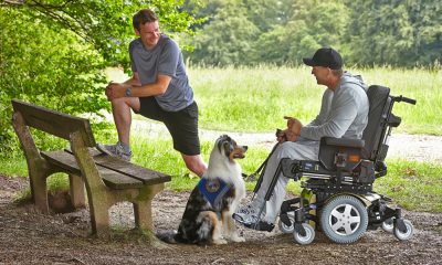 servicehund, mand, kørestole, el-kørestole